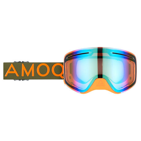 Ochelari Snow AMOQ Vision Vent+ Magnetic Goggles Military Green/Orange - Gold Mirror