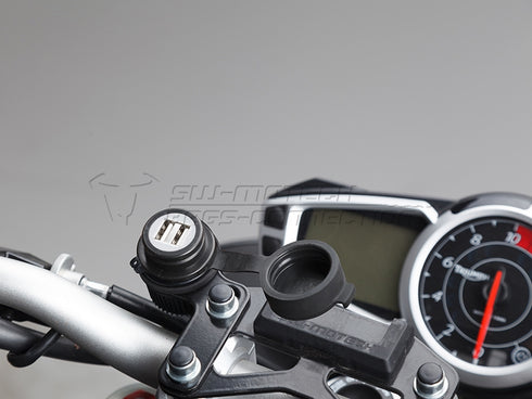 SW-MOTECH Double USB power port with cable harness. 2,000 mA. 12 V