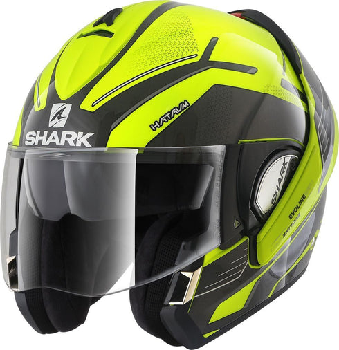 Casca Moto Flip-up Shark Evoline Series 3 Hataum HI-VIS Black/Yellow