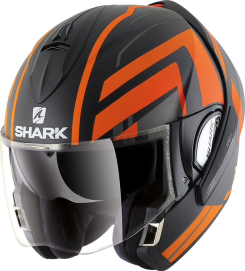Casca Moto Flip-up Shark Evoline Series 3 Corvus Black/Orange