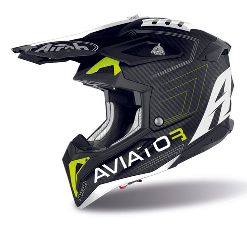 Casca Enduro Airoh Helmet Aviator 3 Primal Carbon 3K yellow matt