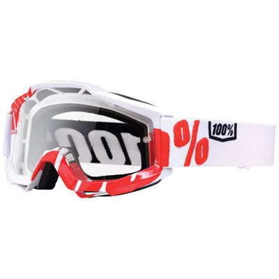 100% Accuri Goggle White/Red Frame/Clear Lens