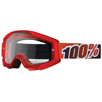 100% Strata Goggle Fire Red Frame/Clear Lens