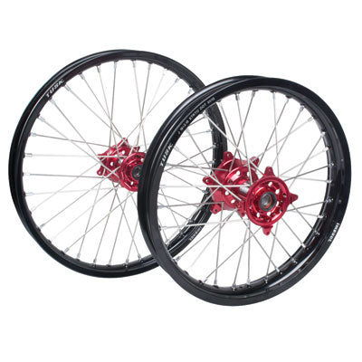 Excel Impact Complete Front/Rear Wheel Kit Black Rim/Red Hub set fata+spate roti motocross/enduro